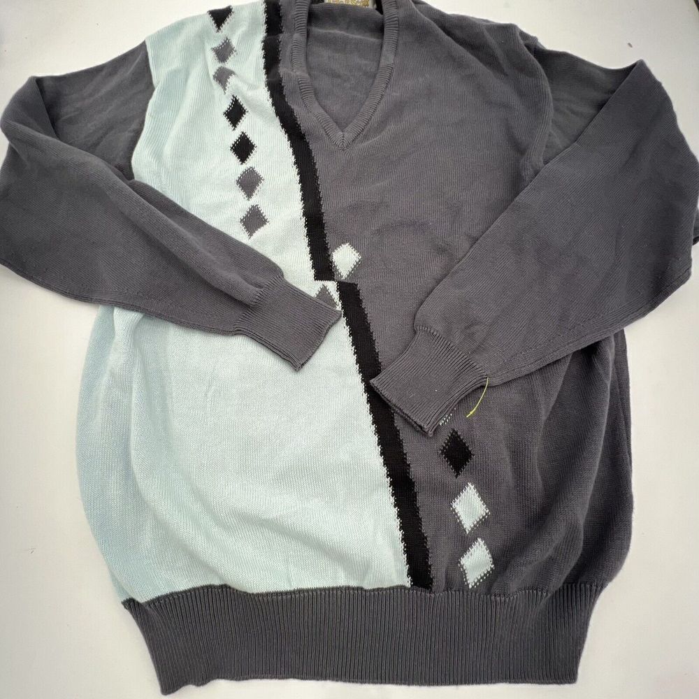 Lyle & Scott Scotland 100% Cotton Argyle Sweater Men Size XL